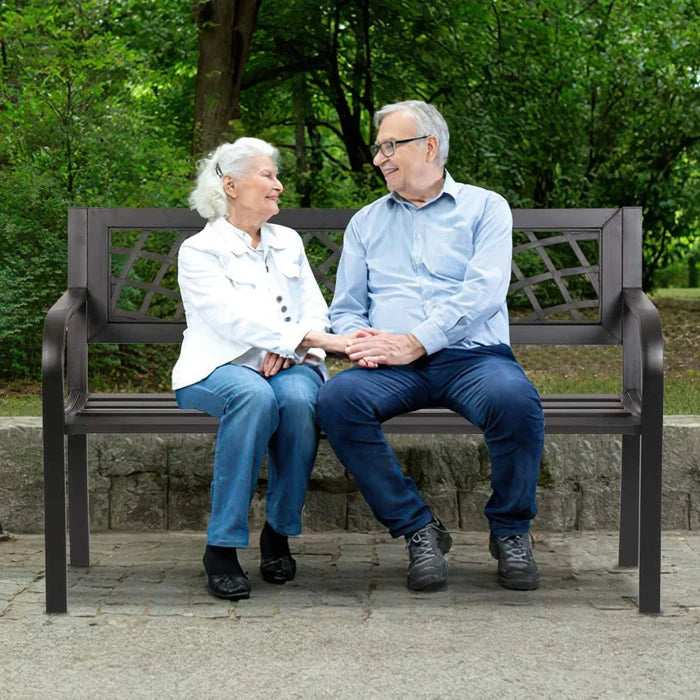 Garden Bench With Armrest For Park Yard Deck Entryway