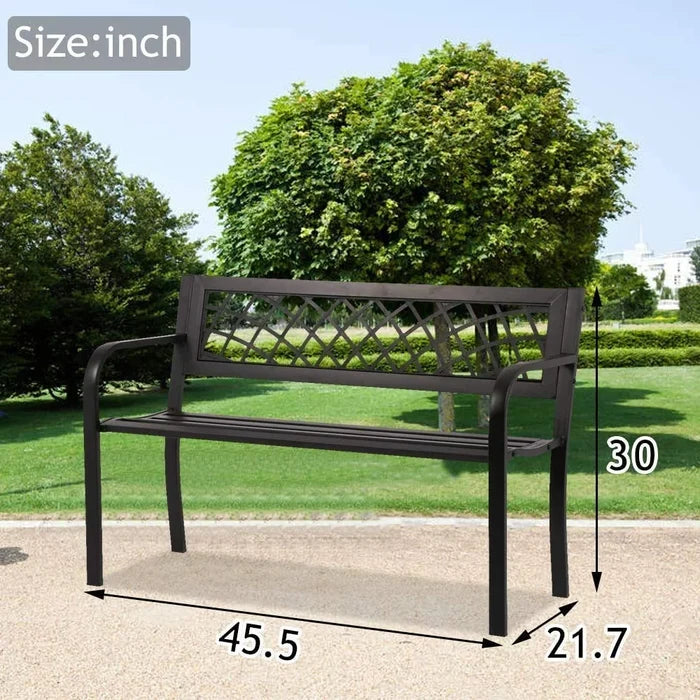 Garden Bench With Armrest For Park Yard Deck Entryway