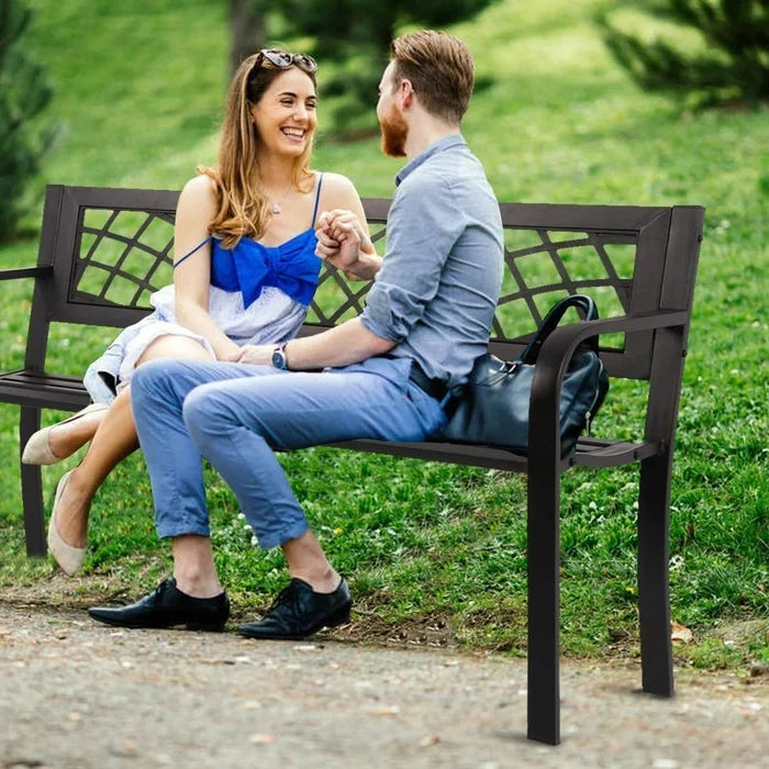 Garden Bench With Armrest For Park Yard Deck Entryway