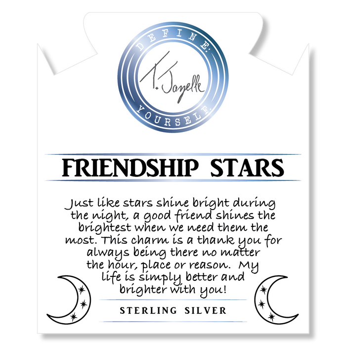 Garnet Stone Bracelet with Friendship Stars Sterling Silver Charm