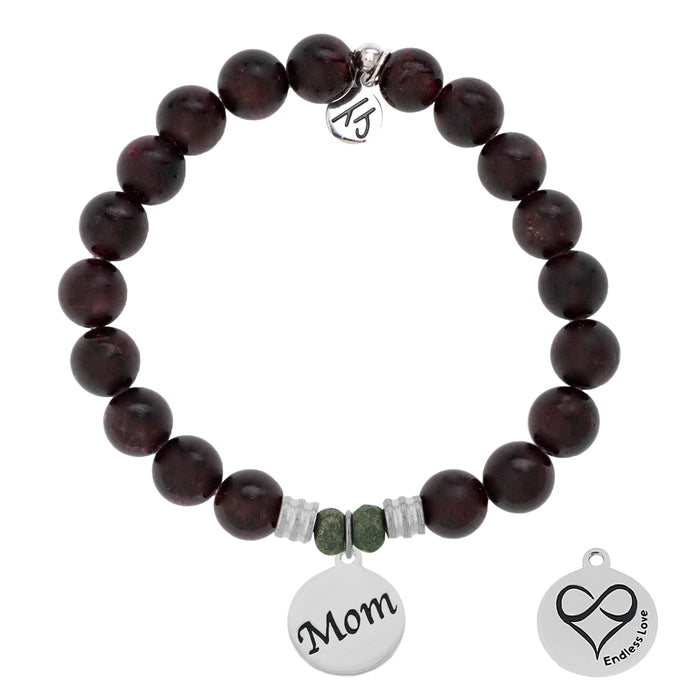 fix Garnet Stone Bracelet with Mom Endless Love Sterling Silver Charm