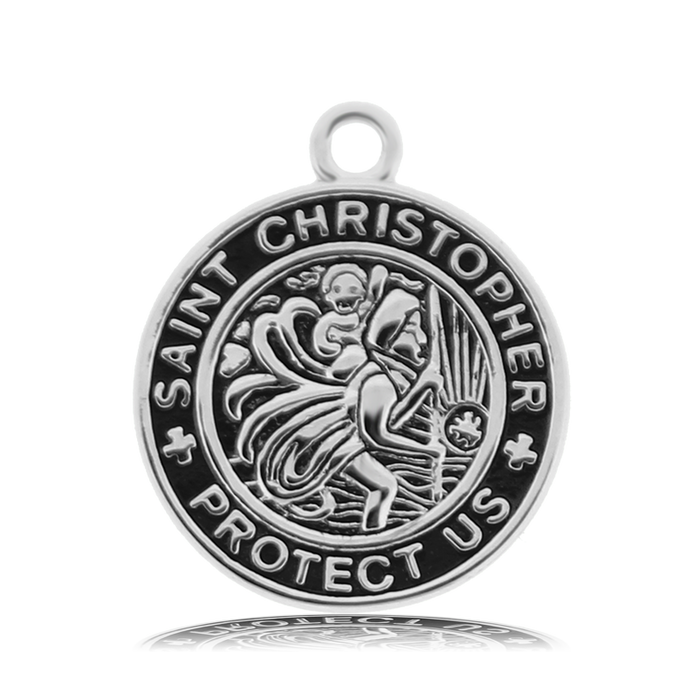 Garnet Stone Bracelet with Saint Christopher Sterling Silver Charm