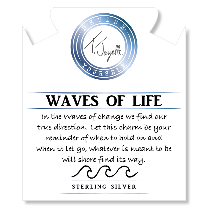 Garnet Stone Bracelet with Waves of Life Sterling Silver Charm