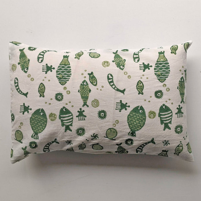 GIFT SET - ORGANIC FISH PRINT KAPOK PILLOW + SWADDLE (0-6 Months)