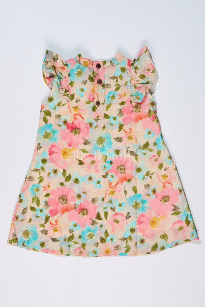 The Nesavu Girls Cotton Frock Girls Casual Frocks in Muslin Silk with Soft Floral Print and Stylish Bow Nesavu Nesavu Girls Casual Frocks Muslin Silk Soft Floral Print Stylish Bow