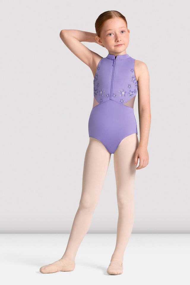 Girls Cayla Zip Front Leotard