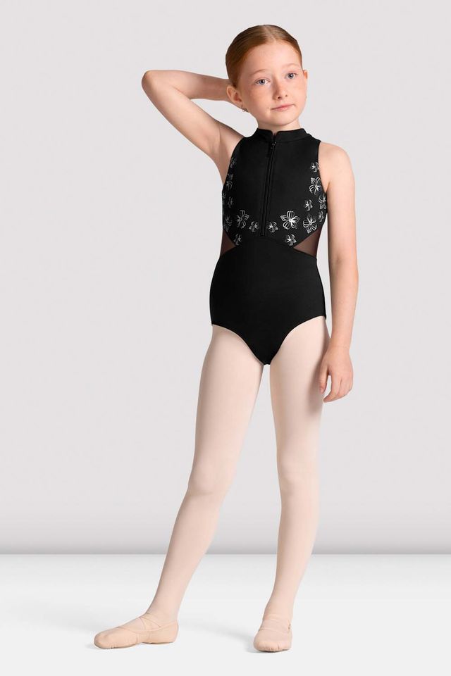 Girls Cayla Zip Front Leotard