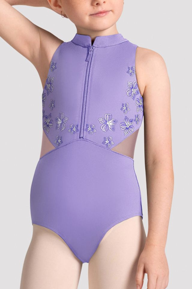 Girls Cayla Zip Front Leotard