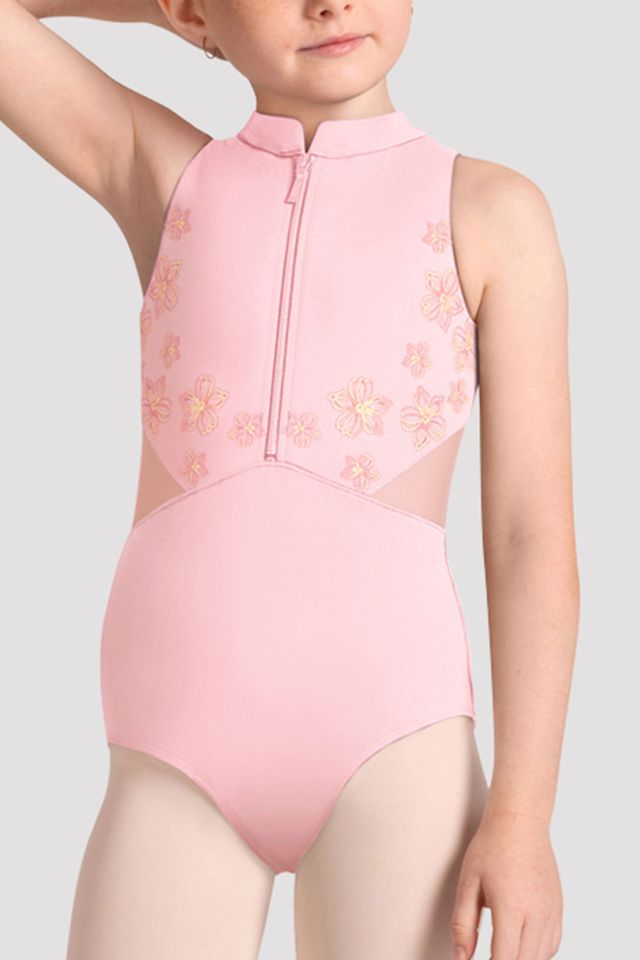 Girls Cayla Zip Front Leotard