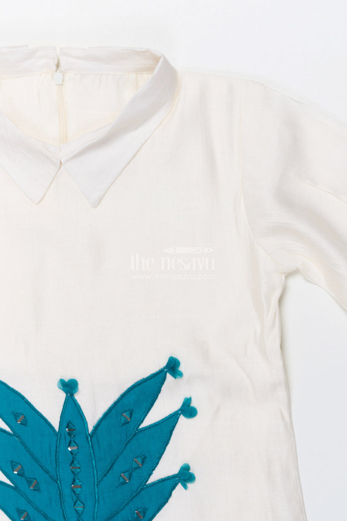 The Nesavu Girls Co-Ord Sets Girls Co-Ord Set with Applique Embroidery for Ethnic Days and Festive Events Nesavu Nesavu girls co-ord set embroidery applique perfect festive wear school ethnic day