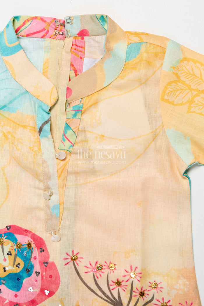 The Nesavu Girls Casual Set Girls Cotton Casual Set for Outings and Everyday Wear Nesavu Nesavu girls cotton casual set digital prints everyday outings school ethnic wear
