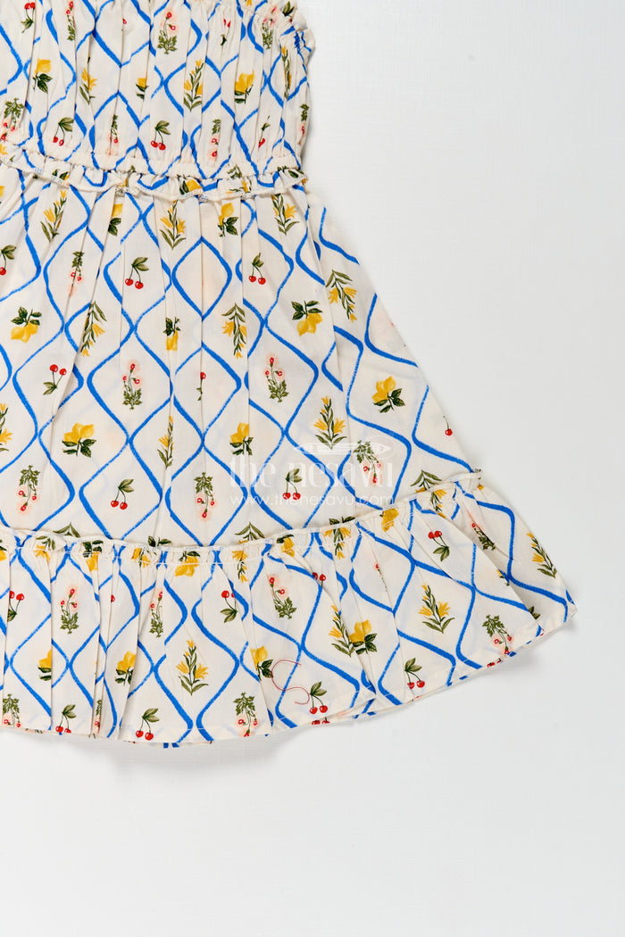 The Nesavu Girls Cotton Frock Girls Cotton Floral Frocks with Spaghetti Straps and Tiered Hem in Soft Digital Print for Summer Days Nesavu Girls Cotton Floral Frocks Digital Print Tiered Hem Comfortable Summer Fashion | The Nesavu