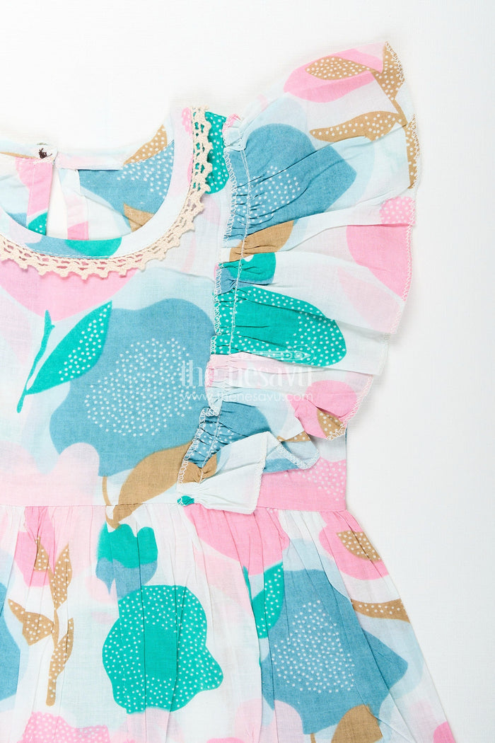 The Nesavu Girls cotton frock with abstract floral prints for daily wear Nesavu Nesavu girls floral printed cotton frock  multicolor playwear outfit everyday comfort