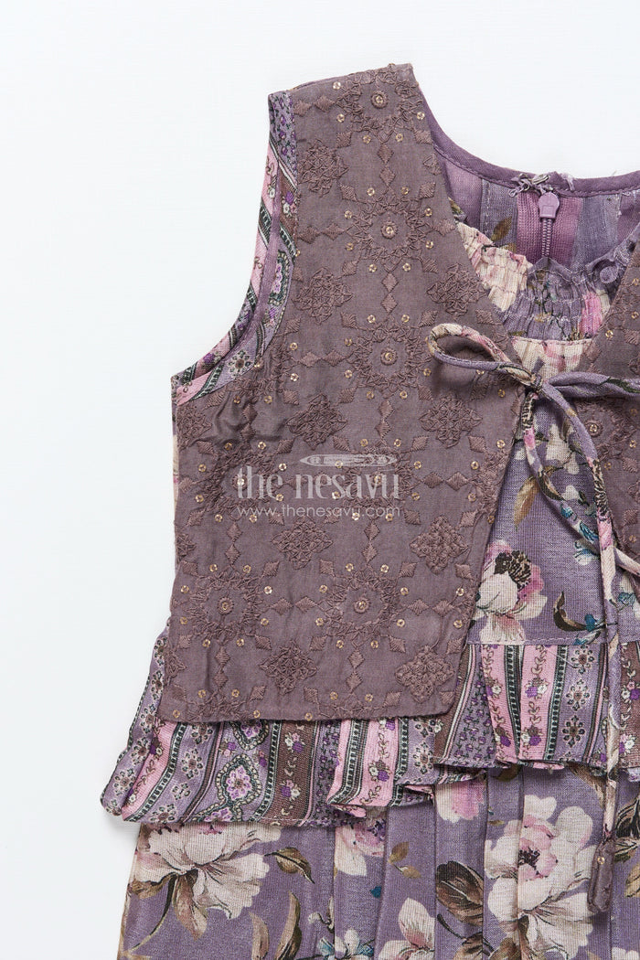 The Nesavu Girls Cotton Frock Girls Cotton Frock with Embroidery for Birthday Parties and Festive Gatherings Nesavu Nesavu girls cotton frock sequin thread embroidery  perfect festive parties birthdays