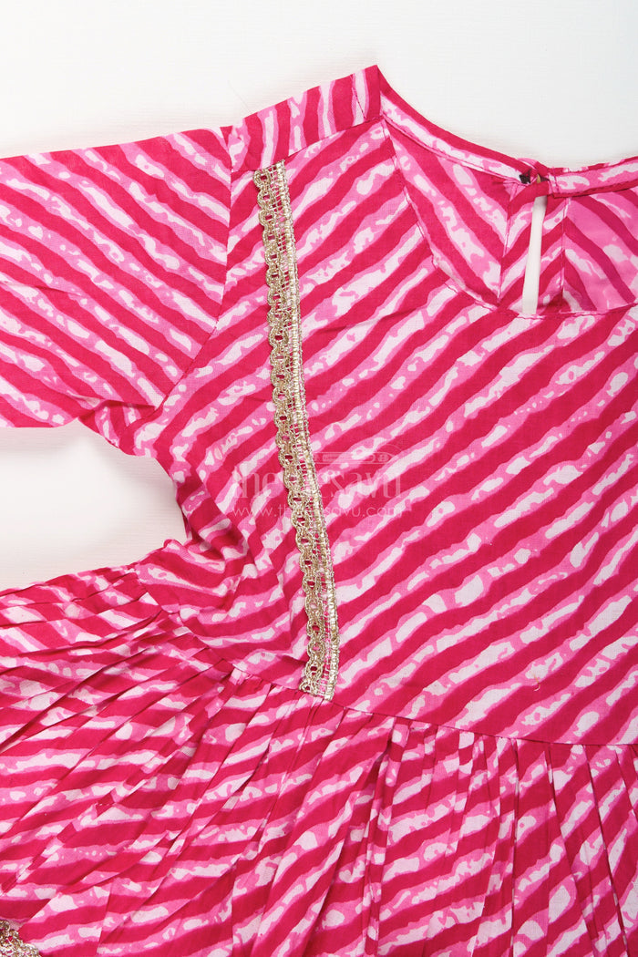 The Nesavu Girls Sharara / Plazo Set Girls cotton tie-dye sharara set for festive celebrations Nesavu Nesavu girls cotton tie-dye sharara set tassels  perfect festive outfit birthdays Navratri