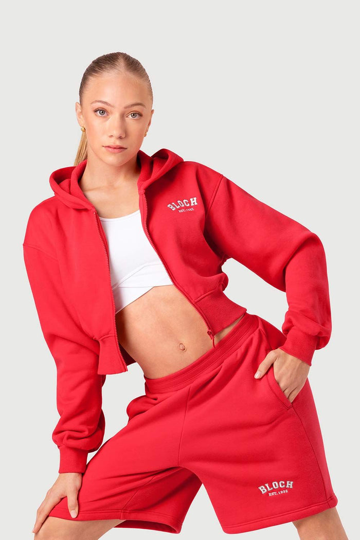 Girls Cropped Zip Front Hoodie