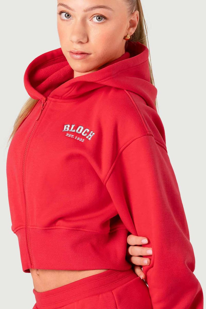 Girls Cropped Zip Front Hoodie