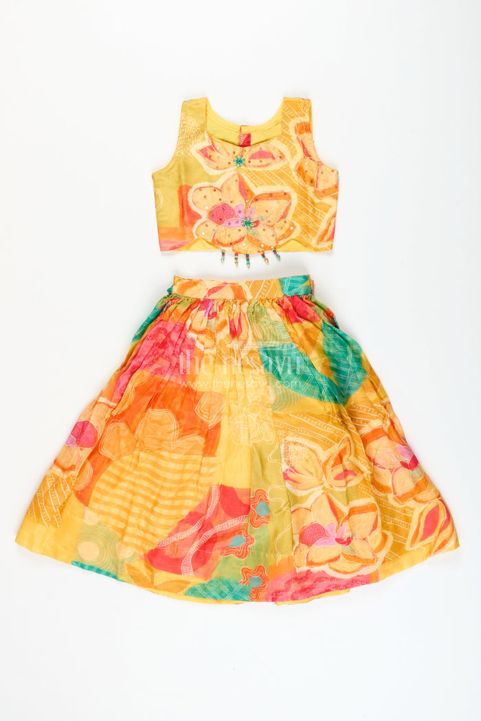 The Nesavu Girls Lehenga Choli Girls Digital Print Lehenga Choli in Muslin Silk for Festivals and School Events Nesavu Nesavu girls muslin silk lehenga choli digital print  ideal Diwali festive school events