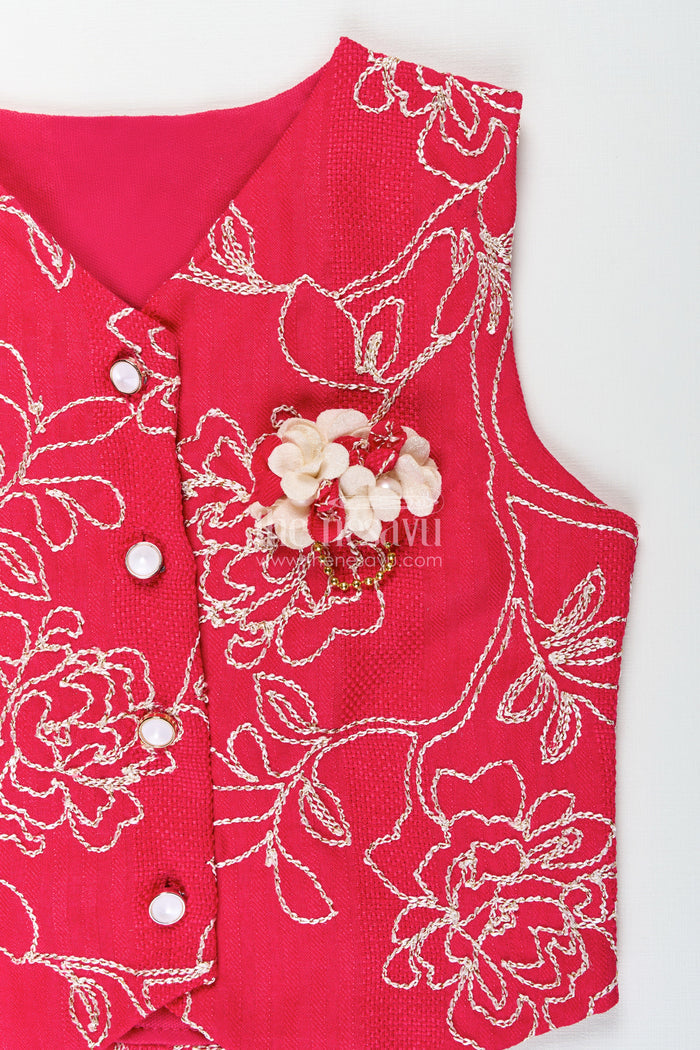 The Nesavu Girls Casual Set Girls embroidered georgette top and skirt set for casual festive wear Nesavu Nesavu girls embroidered georgette top skirt set festive casual occasions