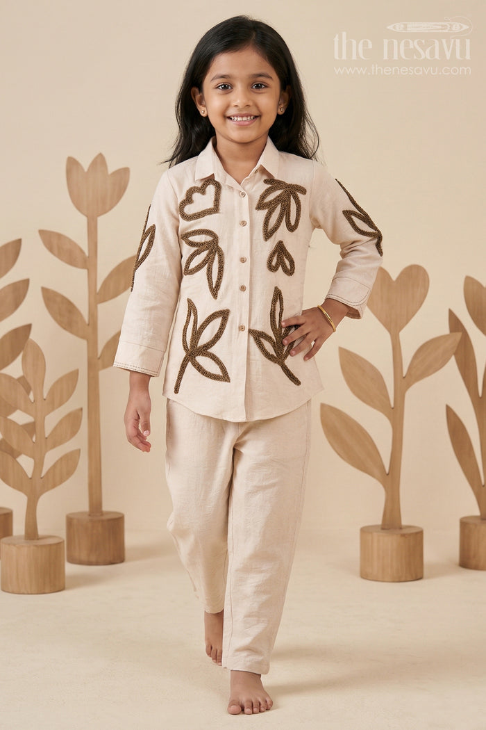 Girls Embroidered Kurta Palazzo Set for School Ethnic Day and Casual Celebrations