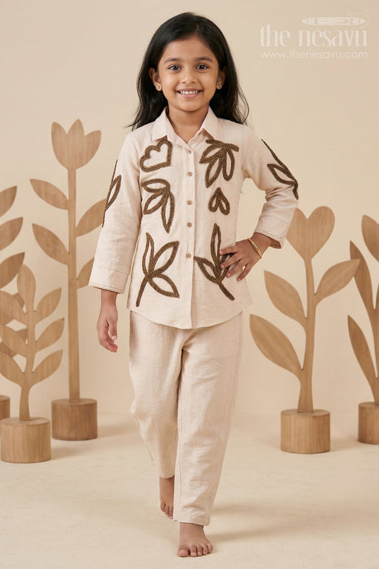 Girls Embroidered Kurta Palazzo Set for School Ethnic Day and Casual Celebrations