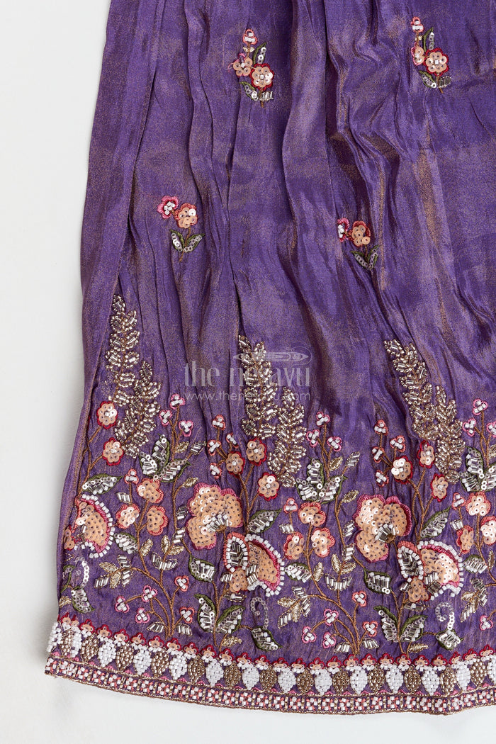 The Nesavu Girls Lehenga Choli Girls Embroidered Lehenga Choli Set for Weddings and Festive Occasions Nesavu Nesavu girls lehenga choli embroidered tissue silk  perfect weddings family festivities