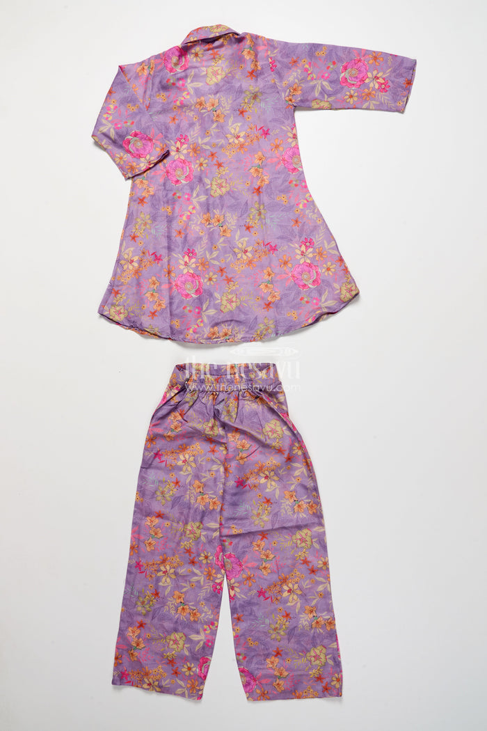 The Nesavu Girls Casual Set Girls Ethnic Casual Set with Embroidered Kurta and Pants Nesavu Nesavu girls ethnic casual set embroidered kurta pants festive cultural wear
