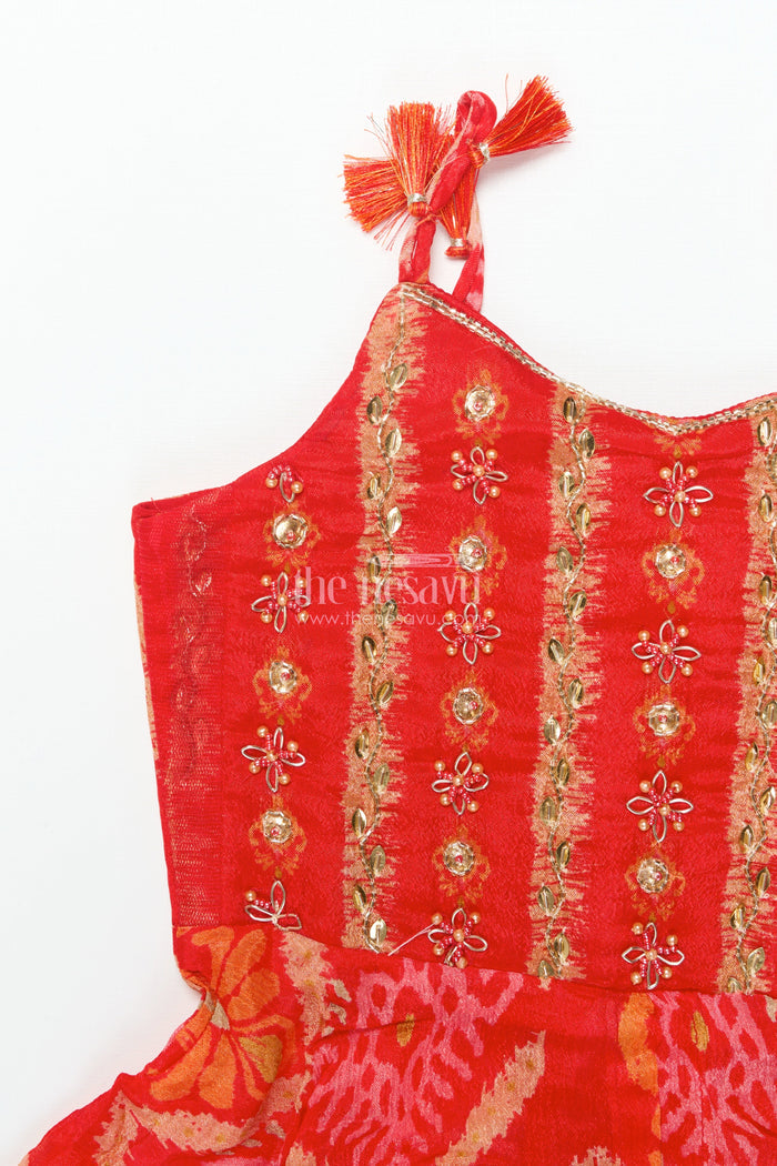 The Nesavu Girls Sharara / Plazo Set Girls Festive Georgette Sharara Set with Embroidered Yoke and Flared Pants Nesavu Nesavu girls embroidered georgette sharara set  festive ethnic wear
