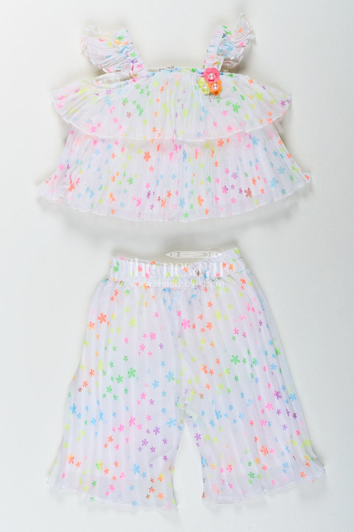 The Nesavu Girls Casual Set Girls floral casual set for birthdays and playdates Nesavu Nesavu floral girls casual set georgette  perfect birthday parties playtime comfort