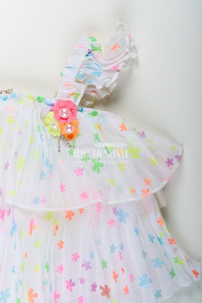 The Nesavu Girls Casual Set Girls floral casual set for birthdays and playdates Nesavu Nesavu floral girls casual set georgette  perfect birthday parties playtime comfort