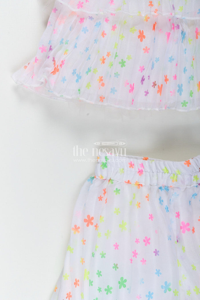 The Nesavu Girls Casual Set Girls floral casual set for birthdays and playdates Nesavu Nesavu floral girls casual set georgette  perfect birthday parties playtime comfort