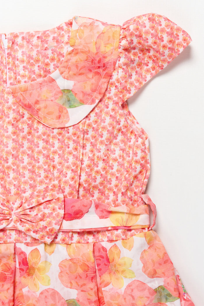 The Nesavu Girls Cotton Frock Girls Floral Cotton Frock with Layered Ruffles Ideal for Summer Parties Nesavu Nesavu floral printed cotton frock girls ruffle hem  great summer parties