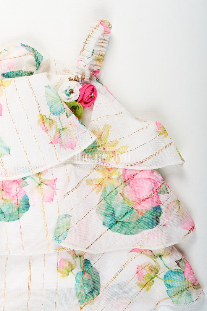 The Nesavu Girls Casual Set Girls floral skirt set for birthdays and casual outings Nesavu Nesavu girls floral skirt set ruffled top  perfect birthdays summer celebrations