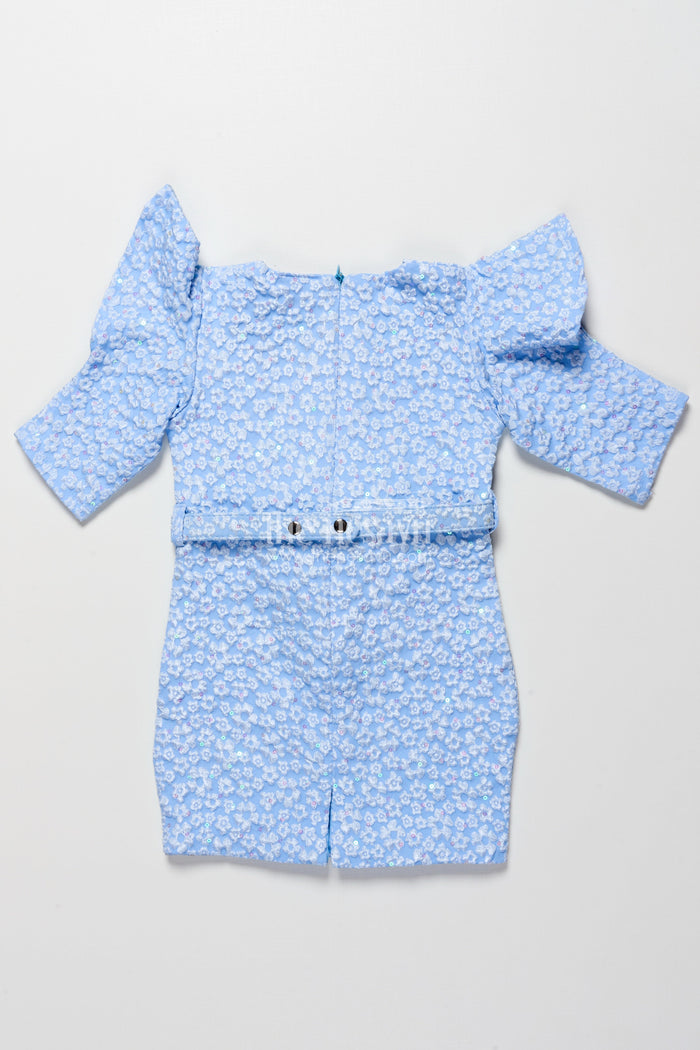 The Nesavu Girls Fancy Party Frock Girls Georgette Frock with Floral Design for Birthdays and Parties Nesavu Nesavu girls georgette party frock floral embossed design birthdays festive occasions