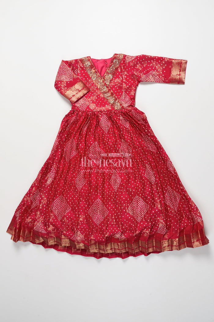 The Nesavu Girls Party Gown Girls Georgette Gown for Festive Weddings and Parties Nesavu Nesavu girls jacquard georgette gown weddings festive celebrations