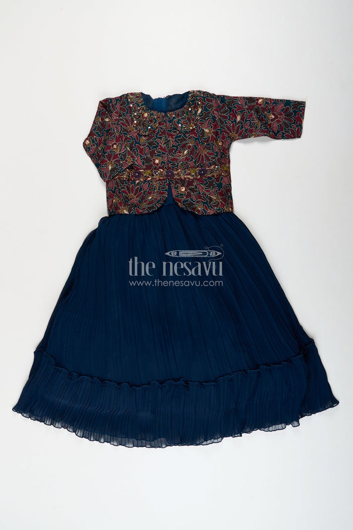The Nesavu Girls Party Gown Girls georgette party gown with embroidered designer jacket Nesavu Nesavu girls georgette party gown embroidered jacket weddings festive occasions