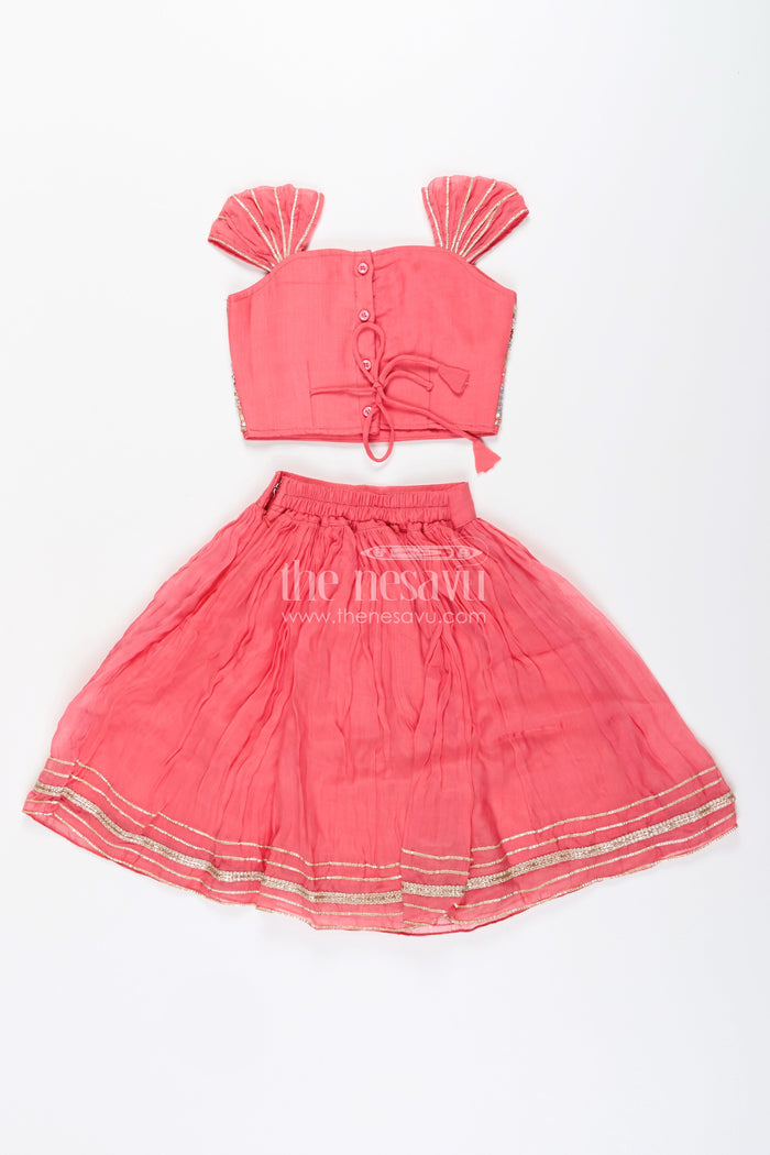 The Nesavu Girls Lehenga Choli Girls lehenga choli set with embroidered blouse for festive functions Nesavu Nesavu girls lehenga choli designer embroidery  perfect weddings poojas birthdays