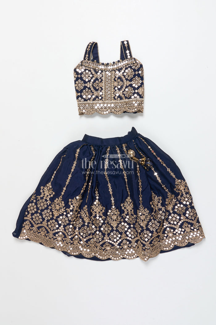 The Nesavu Girls Lehenga Choli Girls Lehenga Choli with Royal Festive Yoke and Dupatta Nesavu Nesavu girls lehenga choli festive yoke dupatta