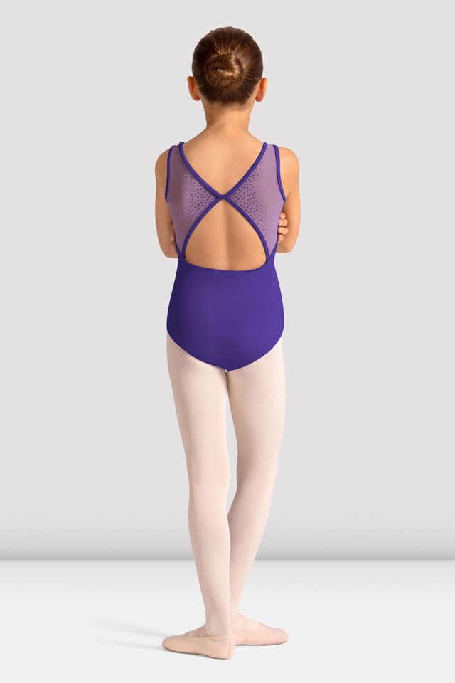 Girls Mirella Celestia Boat Neck Printed Leotard