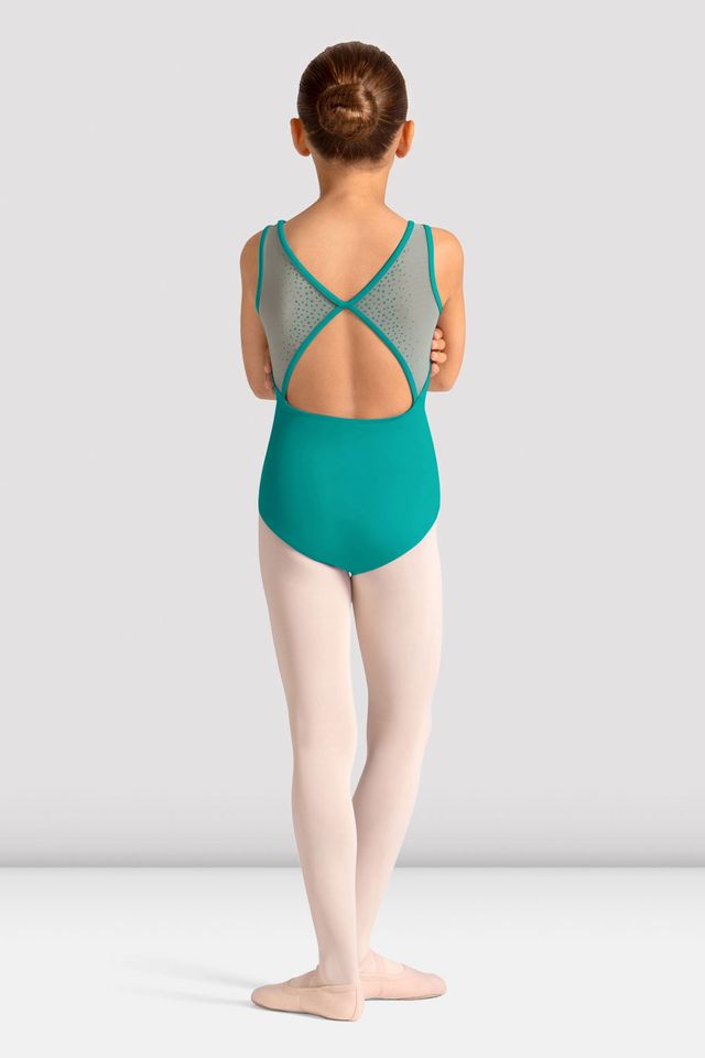 Girls Mirella Celestia Boat Neck Printed Leotard