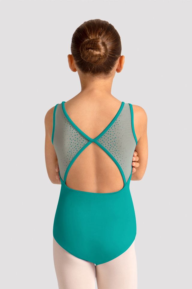 Girls Mirella Celestia Boat Neck Printed Leotard