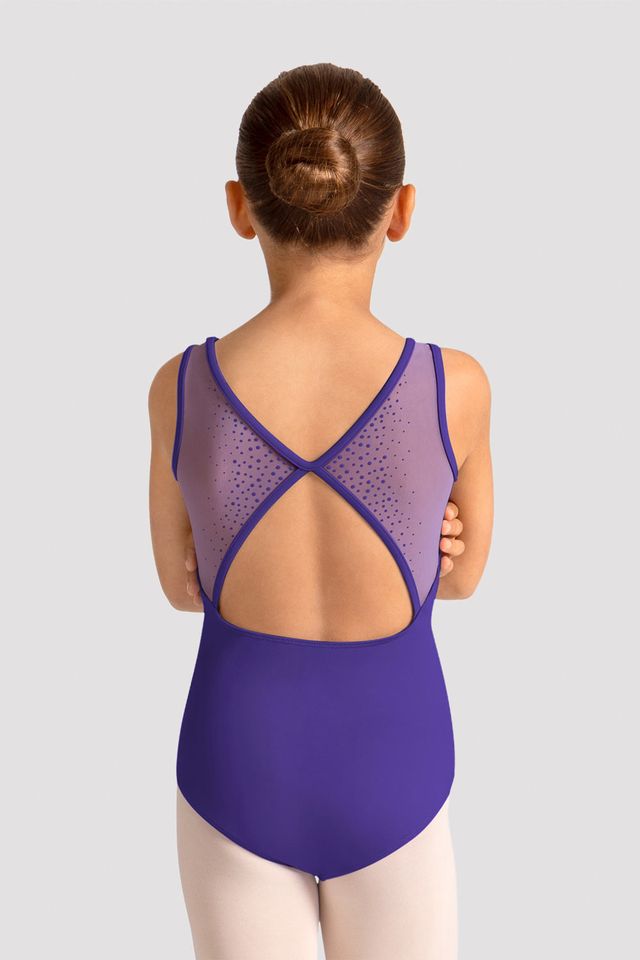 Girls Mirella Celestia Boat Neck Printed Leotard