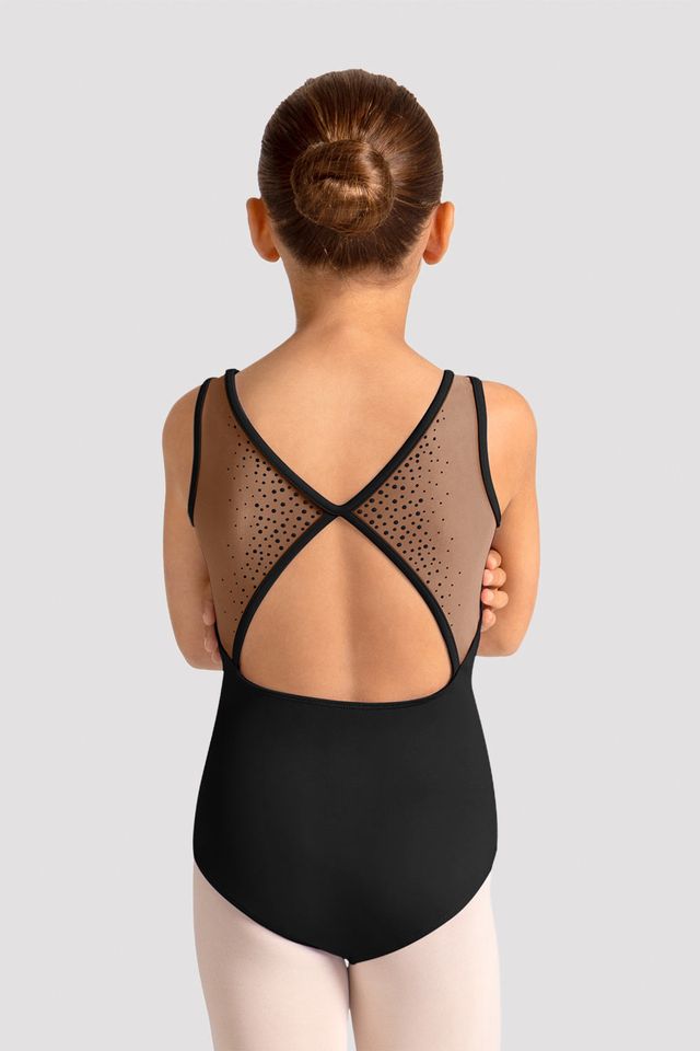 Girls Mirella Celestia Boat Neck Printed Leotard