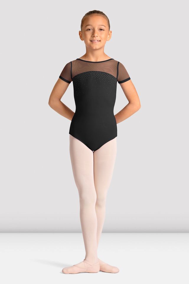 Girls Mirella Celestia Short Sleeve Printed Leotard
