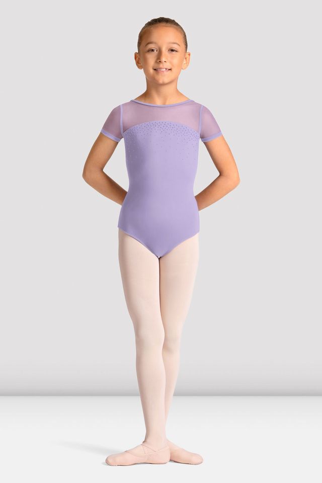 Girls Mirella Celestia Short Sleeve Printed Leotard