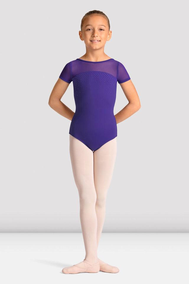 Girls Mirella Celestia Short Sleeve Printed Leotard