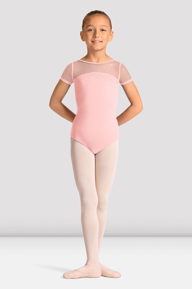 Girls Mirella Celestia Short Sleeve Printed Leotard