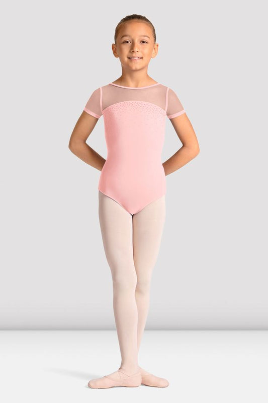 Girls Mirella Celestia Short Sleeve Printed Leotard