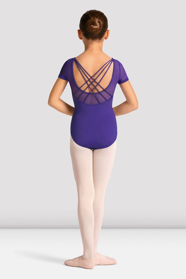 Girls Mirella Celestia Short Sleeve Printed Leotard