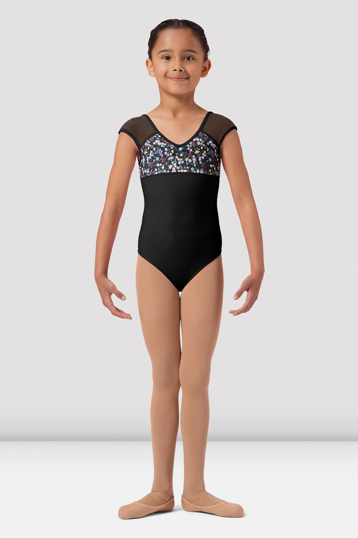 Girls Mirella Ditsy Floral Cap Sleeve Leotard - BLOCH EU